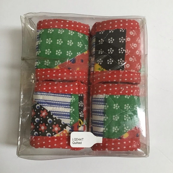 Vintage Calico Fabric Quilted Napkin Rings SET OF 4 Dining Boho Farmhouse NEW - Picture 10 of 10